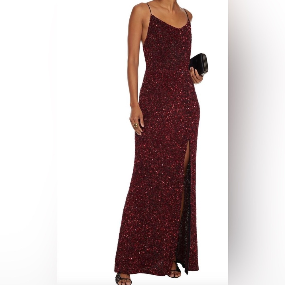 ALICE + OLIVIA Diana split-front sequined tulle gown NWOT 0
